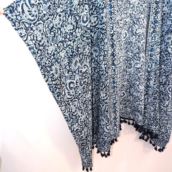 Polo Ralph Lauren | Blue & White Tassel Kimono Swim Cover Up |  One Size - Picture 8 of 14